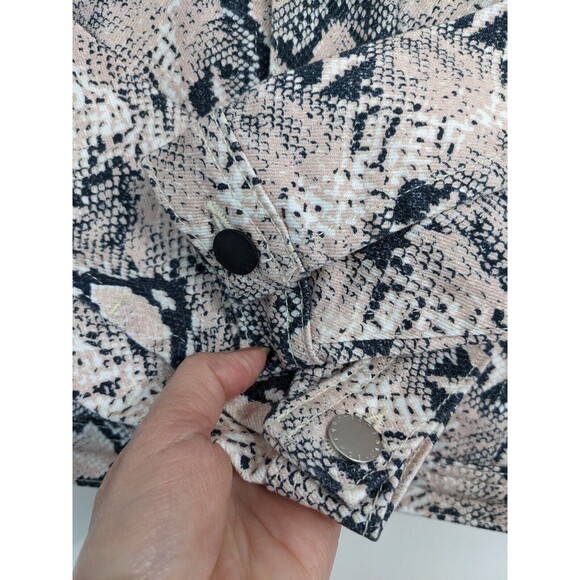 L'AGENCE Celine Slim Denim Jacket Snake Print Coral Paloma Pink Size S/P Stretch - Picture 5 of 10